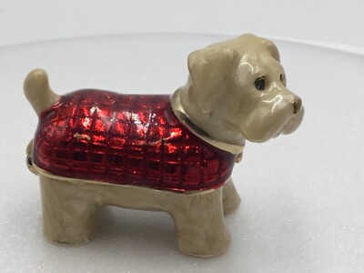 Monet Enameled Trinket Box Dog Themed Terrier 1.25'' Tall 1.75'' Long 