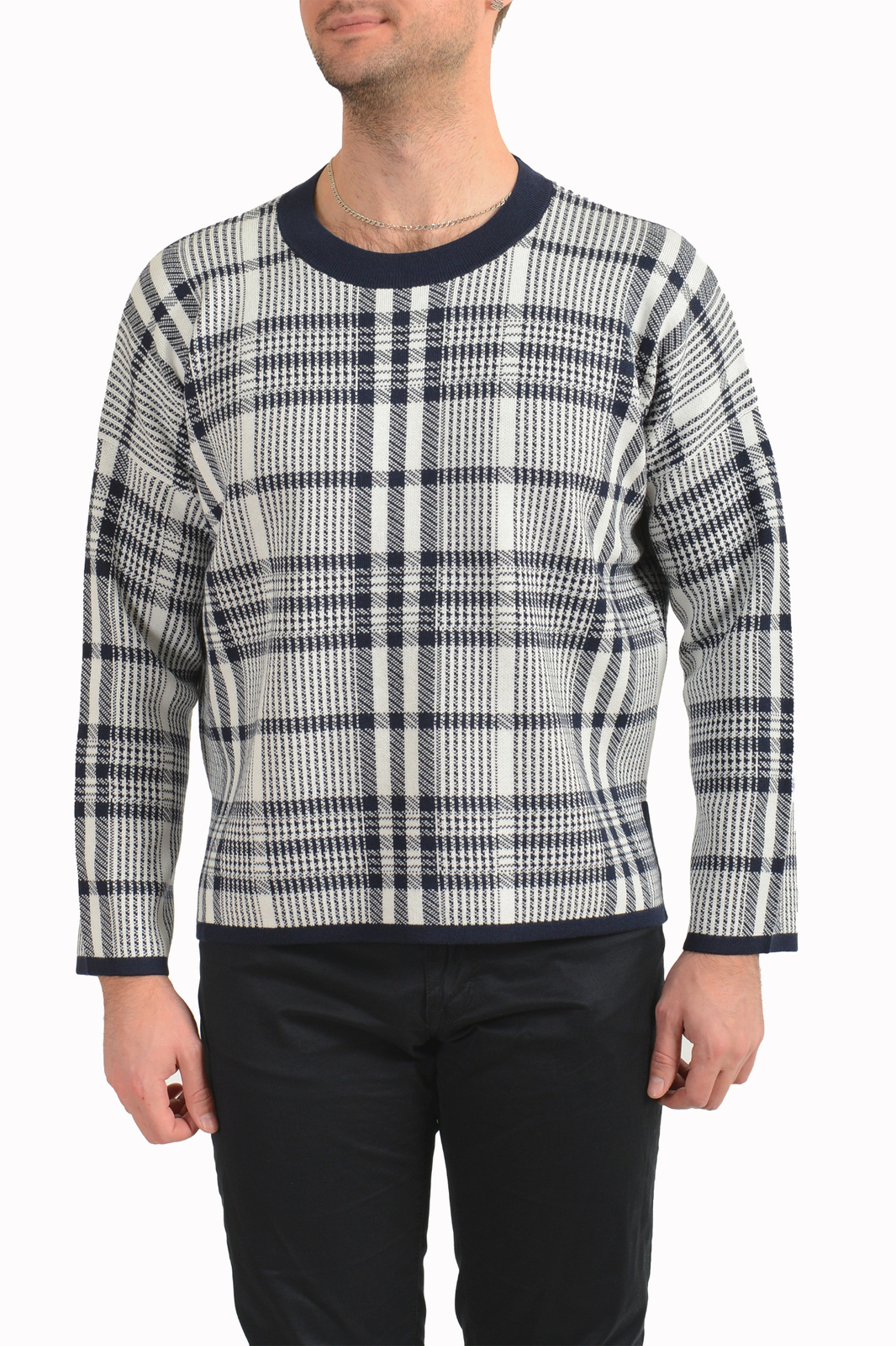 Мужской свитер-пуловер с круглым вырезом в клетку от Hugo Boss Mens Schecky 15490₽