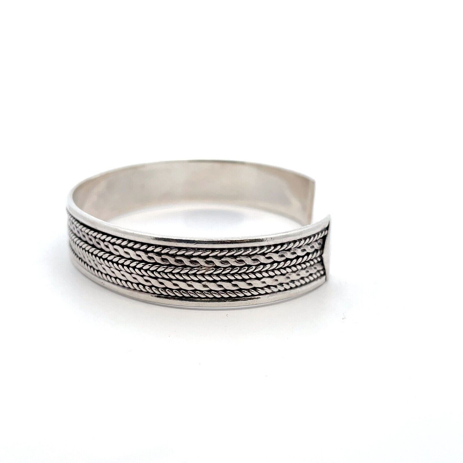Sterling Silver Twisted Rope Design Cuff Bracelet… - image 4