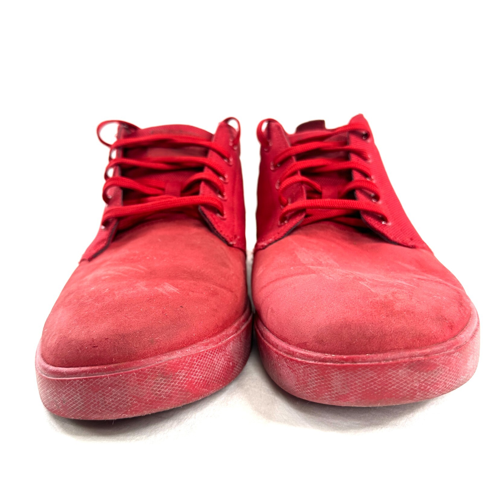 SAOLA Scarpe da ginnastica Timberland da uomo taglia 12 rosse in pelle tela chukka suola stick grip