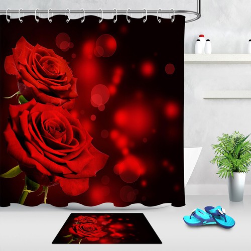 Valentines Roses Red Black Bokeh Background Shower Curtain Set Bathroom Decor Ebay Valentines Roses Red Black Bokeh Background Shower Curtain Set Bathroom Decor Ebay