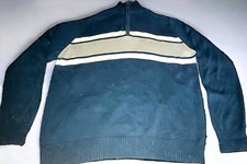 Eddie Bauer Men  s Blue Long Sleeve Pullover 1/4 Zip Knit Sweater Size XXL