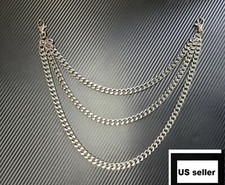 New 16" Silver Chrome Triple 3 Biker Trucker Jean Wallet Chains Heavy USA Men