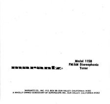 Manuale proprietario sintonizzatore Marantz 115B