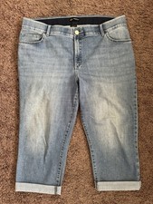 Lee Flex Motion Bermuda Plus Size 18W Mid Rise Blue Denim Capri Regular Fit