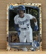 2025 Bowman Chrome Warren Calcano Snack Pack 1st Popcorn Refractor Royals SSP