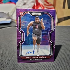 Autographed Marlon Davidson 2020 Prizm Football Purple Pulsar Rookie Card #347. rookie card picture