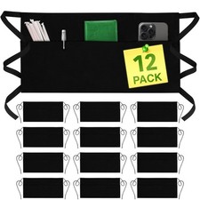 Pack Black Server Waist Aprons 3 Pocket Polyester 24x12 Restaurant Unisex