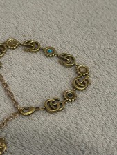 Gucci Gold Tone GG Floral Double G Adjustable Bracelet Chain Charm Designer