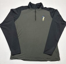 Swannies 1/4 Zip M Golf Embroidered Black Striped Performance Lt Weight Shirt