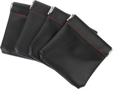 4Pcs PU Leather Earphone Pouch Headphone Storage Bag, Closure Soft Elastic Snap