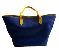 Manila Silver & Riley Blue And Yellow Leather Large All Purpose Tote Bag