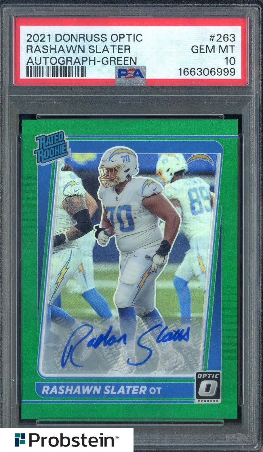 Rashawn Slater Panini Donruss Optic #263 Autograph Green