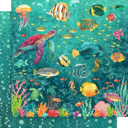 GRAPHIC 45 "SEAS THE DAY" 8X8 PAPER PACK OCEAN MARINE LIFE SCRAPJACK'S PLACE - Picture 6 of 13