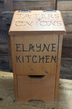 Vintage Potato & Onion Wooden Bin Storage Box With Drawer For Onions