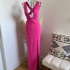 Showpo Anjie Pink Plunge V-Neck Maxi Formal Wedding Prom Dress Size 4