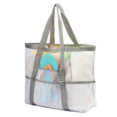 Large Mesh Beach Tote Bag Lightweight Pool Bags for Family Travel Grocery Bag...
