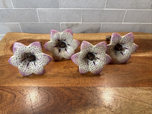 Curtain Tie Backs Set Of 4 Ceramic Lily Flowers