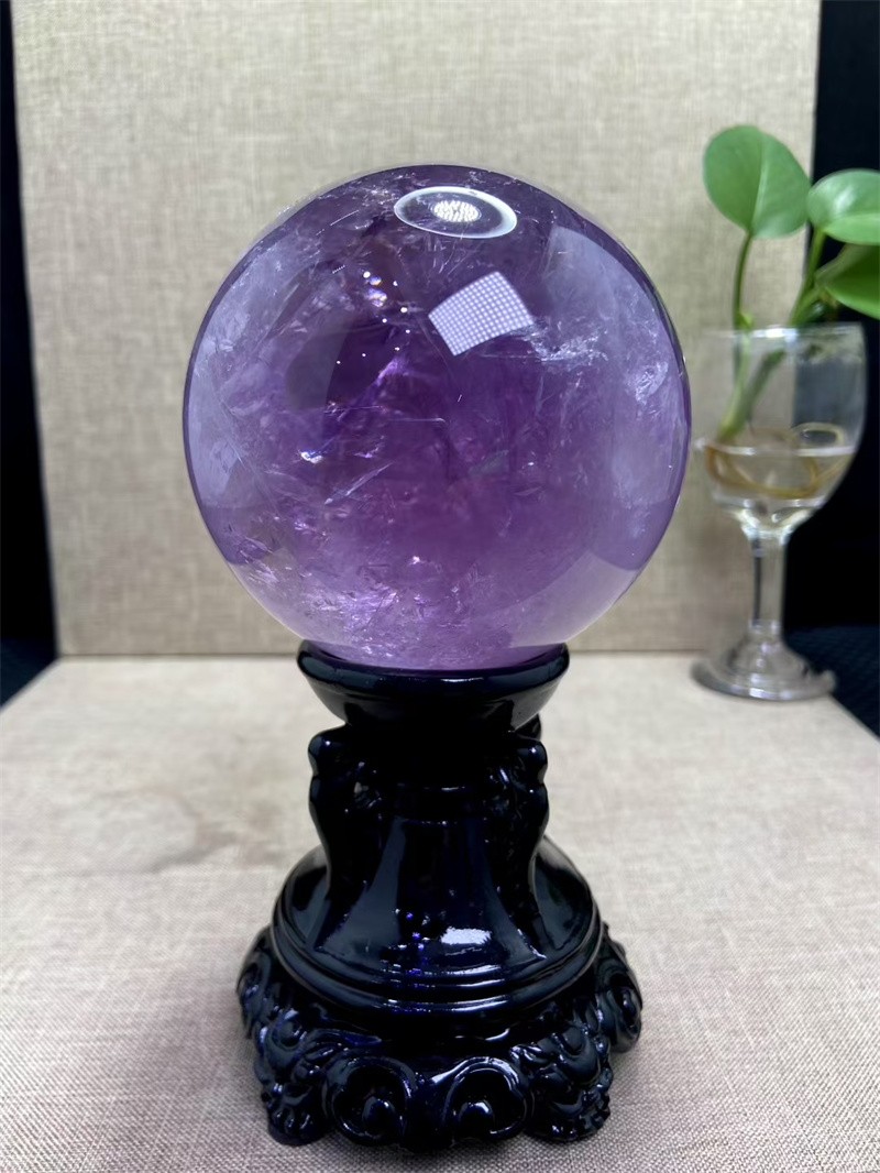 790g Top Natural Amethyst Quartz Sphere Crystal Ball Reiki Healing Home Decor