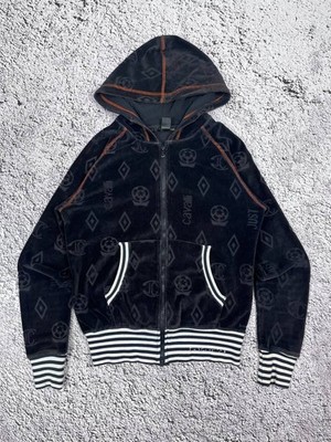 Vintage Just Cavalli Beachwear Velour Monogramed Zip Hoodie