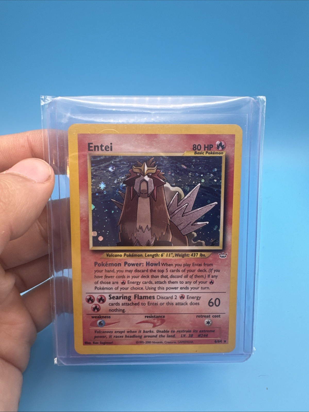 Entei 6/64 Neo Revelation Holo 1st Edition Half Swirl Top Right - LP