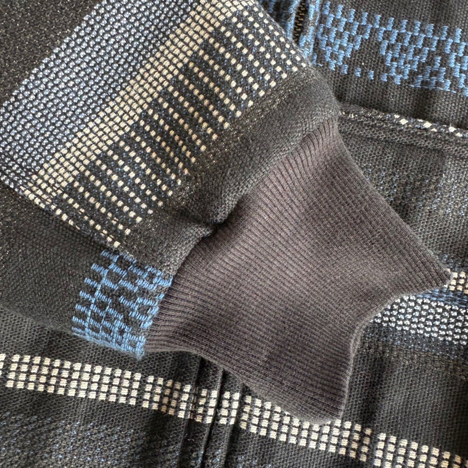 HUF X Bronze56k Mens Medium Baja Work Jacket Black Blue Baja Blanket Embroidered image 7