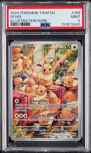 2024 POKEMON TWM EN-TWILIGHT MASQUERADE ILLUSTRATION RARE #188 EEVEE PSA 9