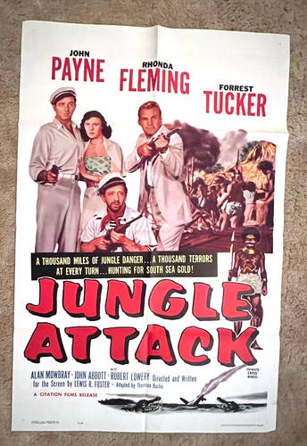 Jungle Attack 1951 Movie Poster 27x41 John Payne Rhonda Fleming