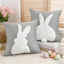 Kissenbezüge Osterhase, Osterdeko Kissenhülle, Kinderzimmer, 45x45cm, Samt