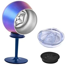 Stainless Steel Wine Tumbler with Detachable Stem, 14oz Insulated Wine Purple