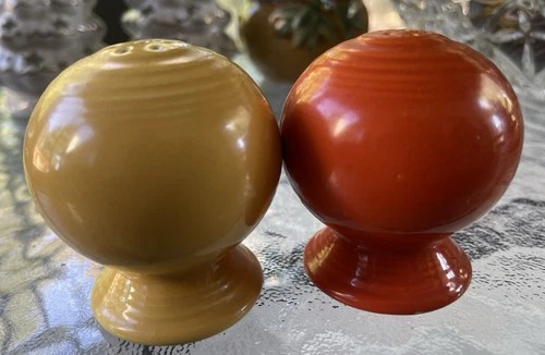 Vintage Fiesta Ware Salt & Pepper Shakers Orange & Yellow
