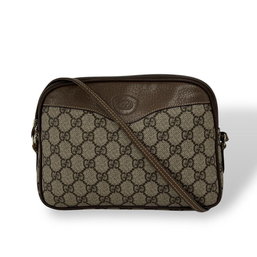 Vintage Gucci GG Supreme Camera Shoulder Bag in Bicolor GG Design