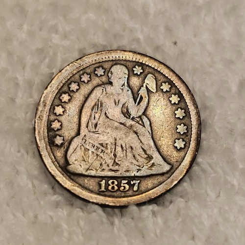 FAST?⚡️FREE?NICE ??1857 Seated Liberty Dime 90% Silver