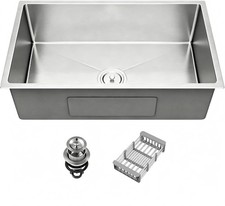 30 Inch Undermount Kitchen Sink, 30x18 Single Bowl Kitchen Sink, 16 Gauge Sta...