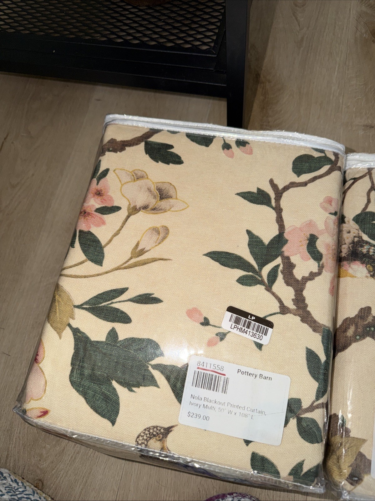 Set Of 2 Pottery Barn Blackout NOLA Print Ivory Curtain 50" x 108”