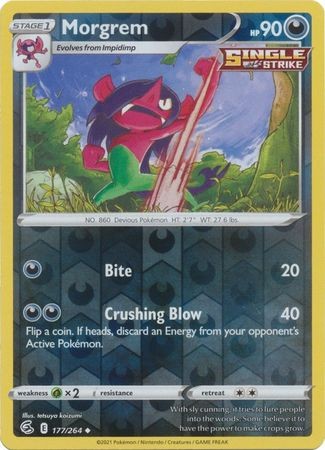 MORGREM 177/264 FUSION STRIKE POKEMON (REVERSE HOLO, NM)