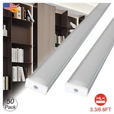50 Pack 6.6FT 3.3FT Led Aluminium Channel U Shape Silver For Under Cabinet Strip