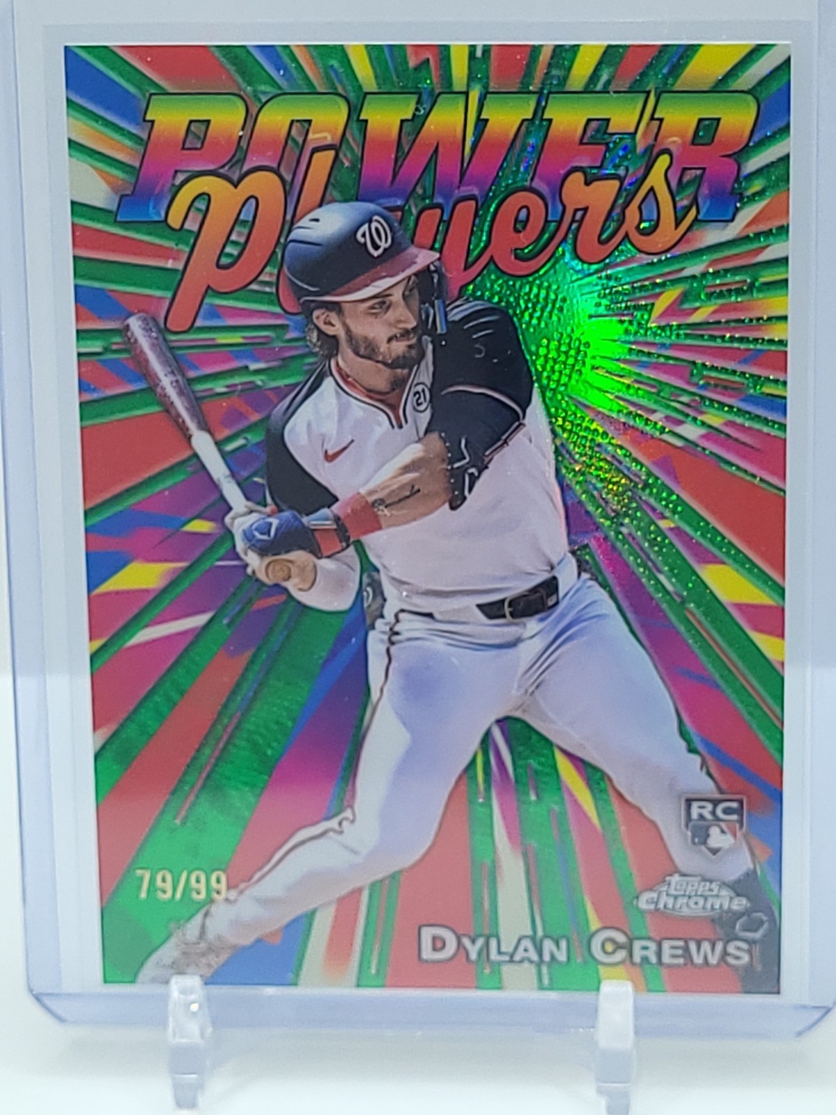 2025 Topps Chrome  Dylan Crews RC Power Players green refractor /99 - Nationals