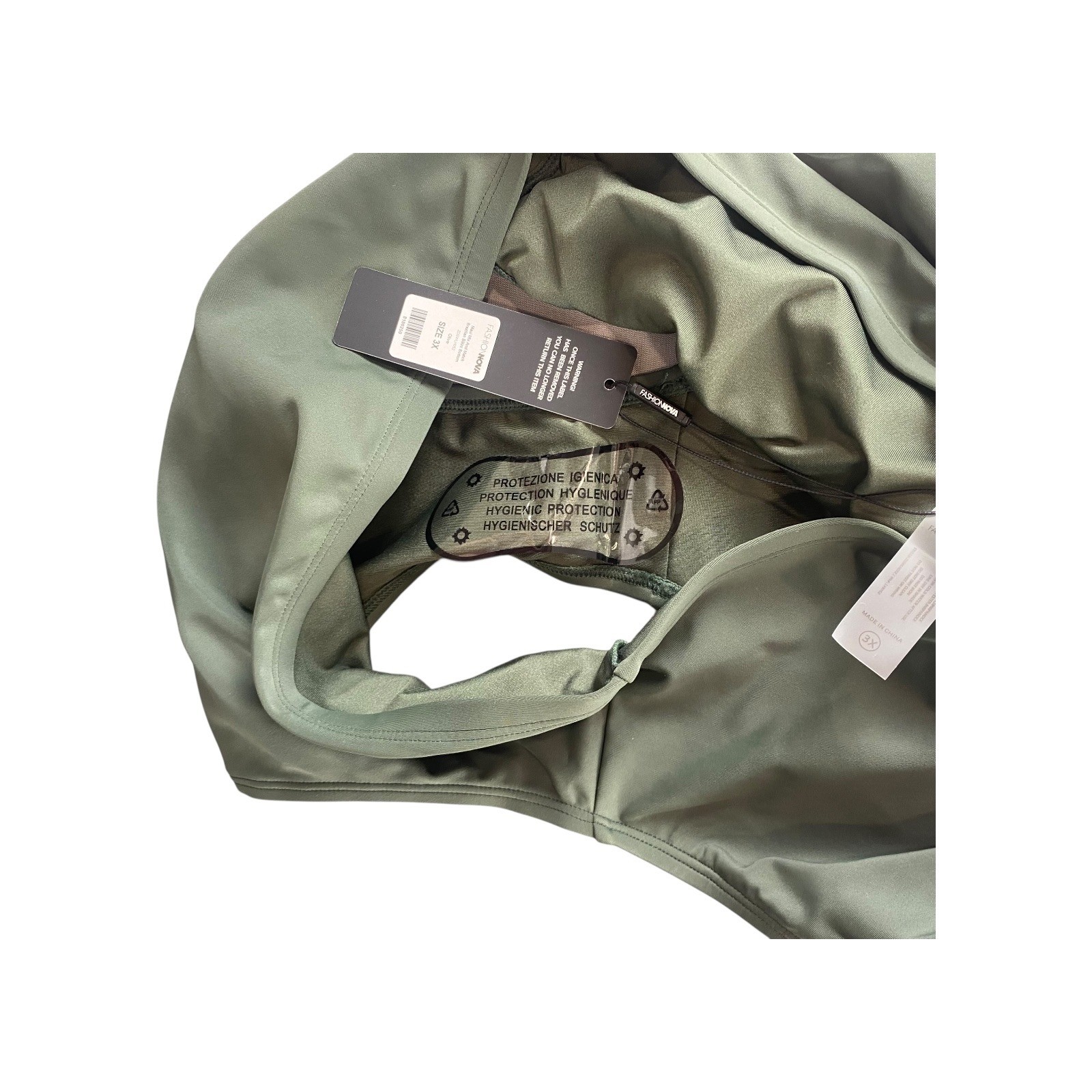 Fashion Nova Olive Green High Waisted Bikini Bottoms 3X - Full Coverage Swimwear image 2