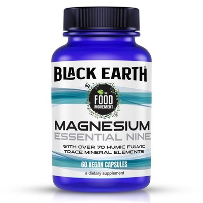 The Food Movement Black Earth Magnesium Essential Nine 60 Vegan Capsules EXP 06/