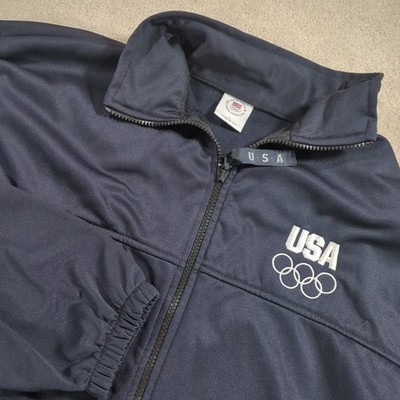 USA Olympic Commitee Fleece Lined Full Zippered Jacket United States Size L