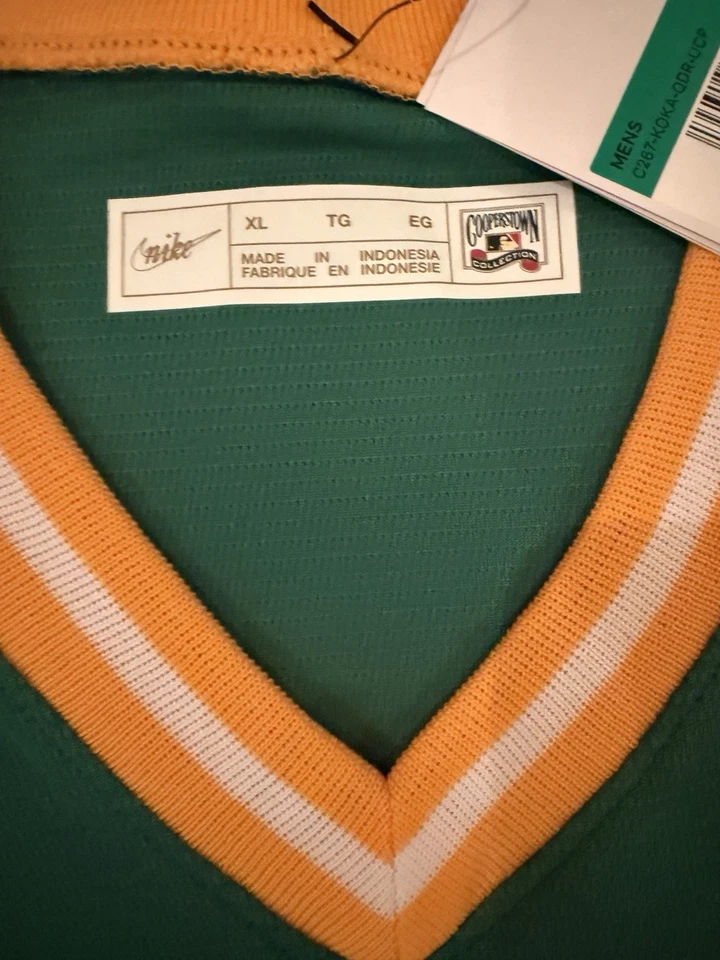 Men’s XL Nike Reggie Jackson Oakland Athletics Cooperstown Collection Jersey NWT - Image 3 of 4