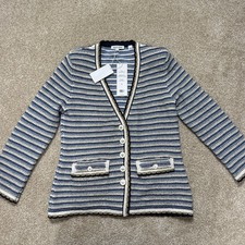 NWT Veronica Beard Ceriani Knit Jacket Navy Multi Metallic Size M MSRP 598