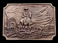 RJ01123 VINTAGE 1970s TALL IN THE SADDLE OLD WEST COWBOY BELT BUCKLE
