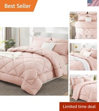Full Size Comforter Sets Blush Pink - 7 Pieces Bed in a Bag Full, Luxury Soft...