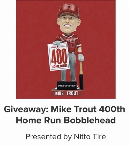 Nitto Tire Mike Trout 400th Home Run Commemorative MLB Bobblehead