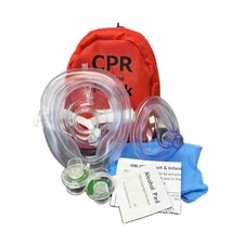 MCR Medical Pack of 10 Adult & Infant CPR Mask Combo Kit with 2 Valves