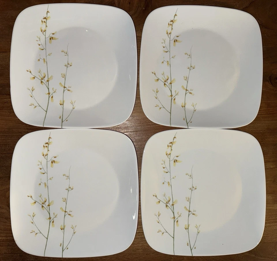 12pc Corelle Kobe Square Plate Mug Dinnerware Set White Floral EUC! - Image 3 of 4