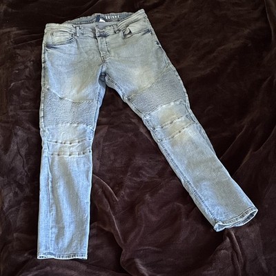 Divided by H&M Skinny Jeans Light Blue Light Wash Distressed Stretch Denim 36