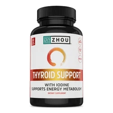 Zhou Thyroid Support Complex with Iodine | 30 Servings, 60 Caps